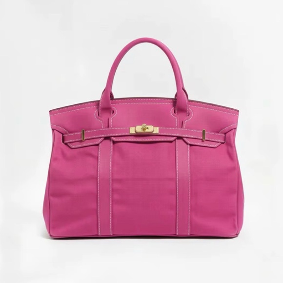 Handbags - Boatkin Pink Canvas Tote Bag